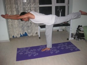 Virabhadrasana III, aka Warrior Pose III.